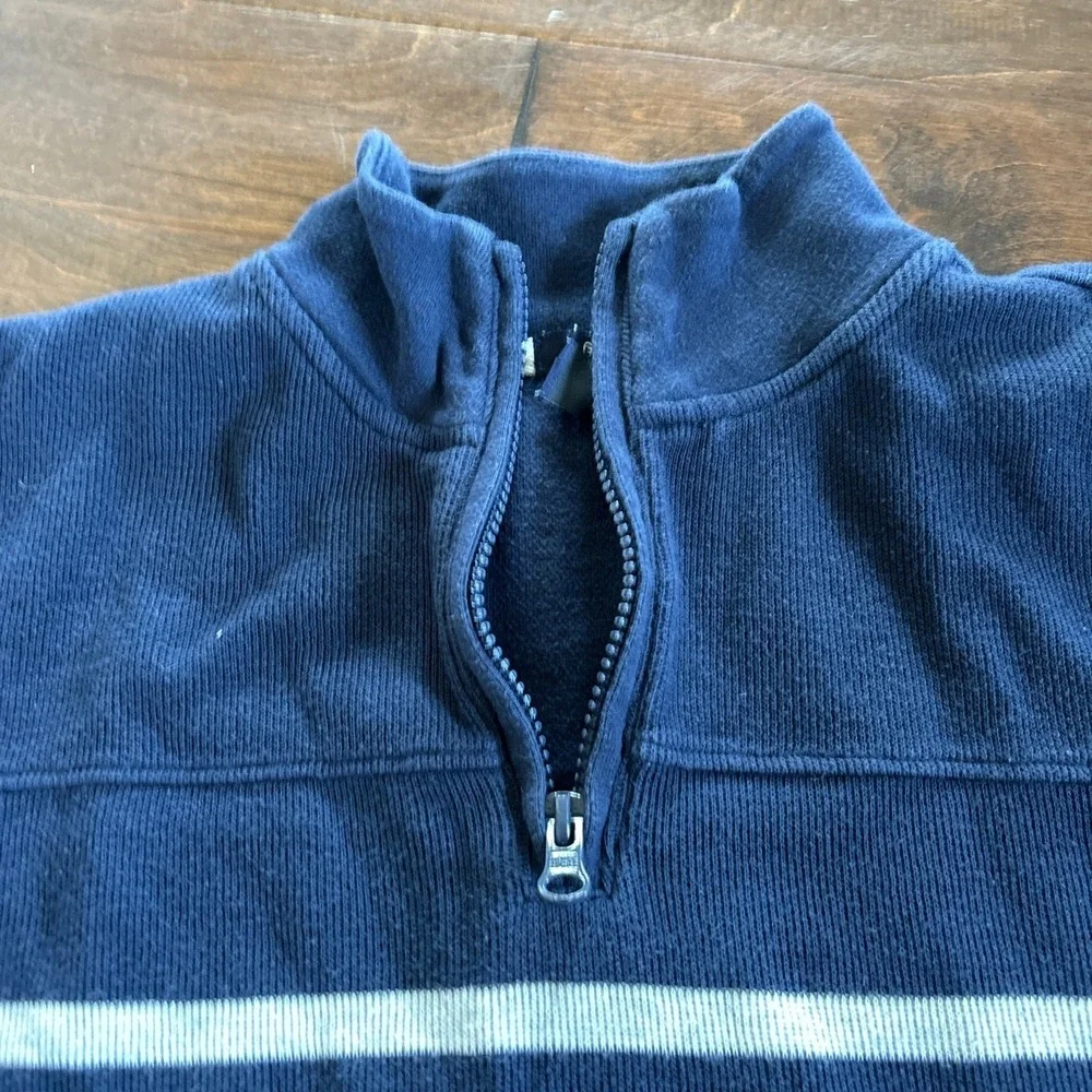 Gap Boys Sweater Size‎ Large 1/4 Zip Mock Neck Blue Striped Knit